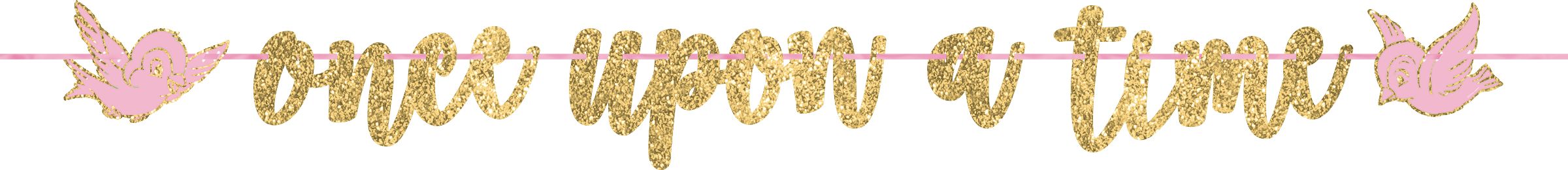 Banderole à lettres pour fête d'anniversaire Disney Il était une fois scintillant Front_Flat