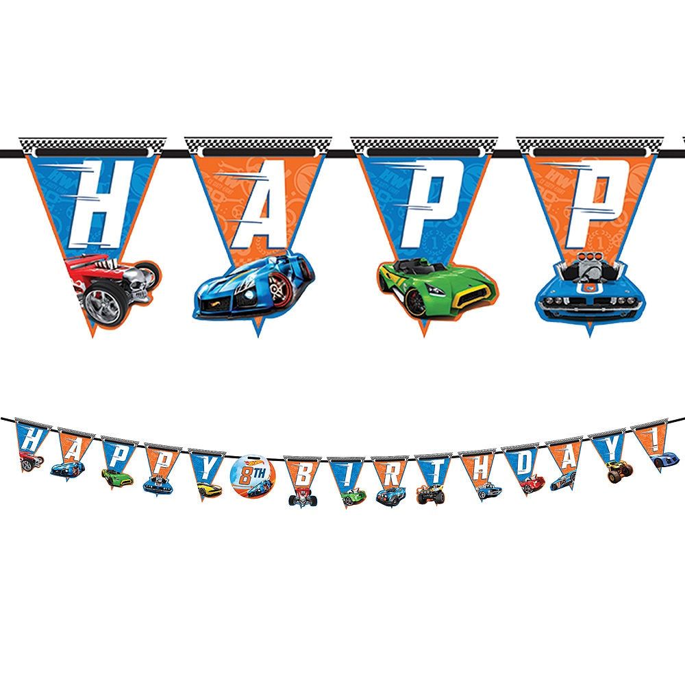 Banderole géante Happy Birthday Hot Wheels avec ajout d'âge, 10 pi Composite_or_Mixed