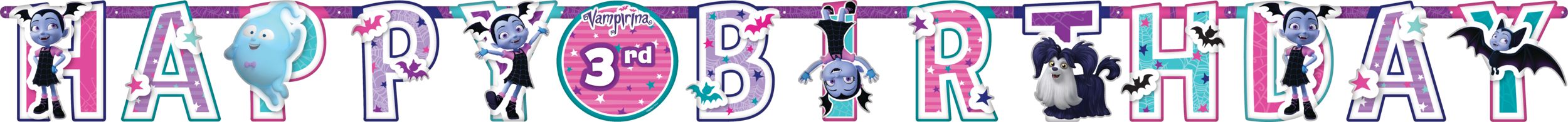 Banderole géante d'anniversaire Vampirina avec ajout d'âge, 10,5&nbsp;pi Front_Flat