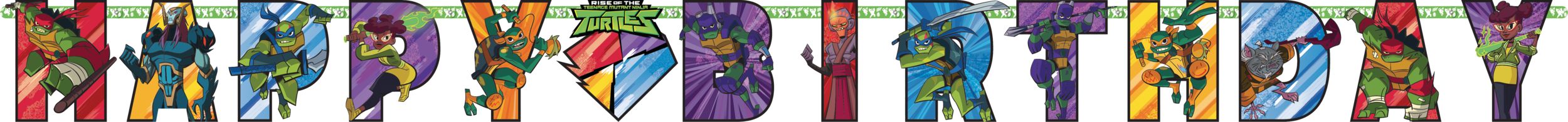 Rise of the Teenage Mutant Ninja Turtles Jumbo Add-An-Age Letter Birthday Party Banner, 10-ft Front_Flat