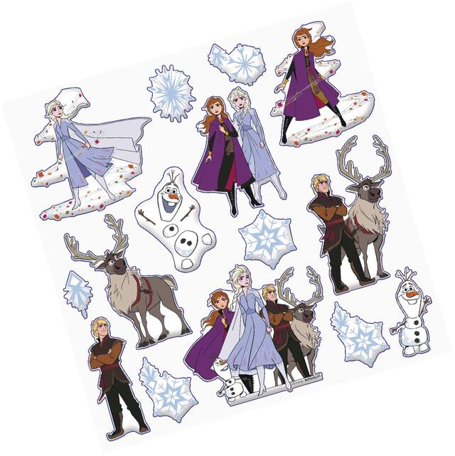 Disney Frozen Elsa & Anna Puffy Sticker Variety Pack, Multi-Coloured, 1 Sheet, 15-pk, for Arts & Crafts/Birthday Favour Overhead_Flat
