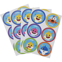 Baby Shark Sticker Variety Pack, Multi-Coloured, 4 Sheets, 24-pk, for Arts & Crafts/Birthday Favour Front_Flat