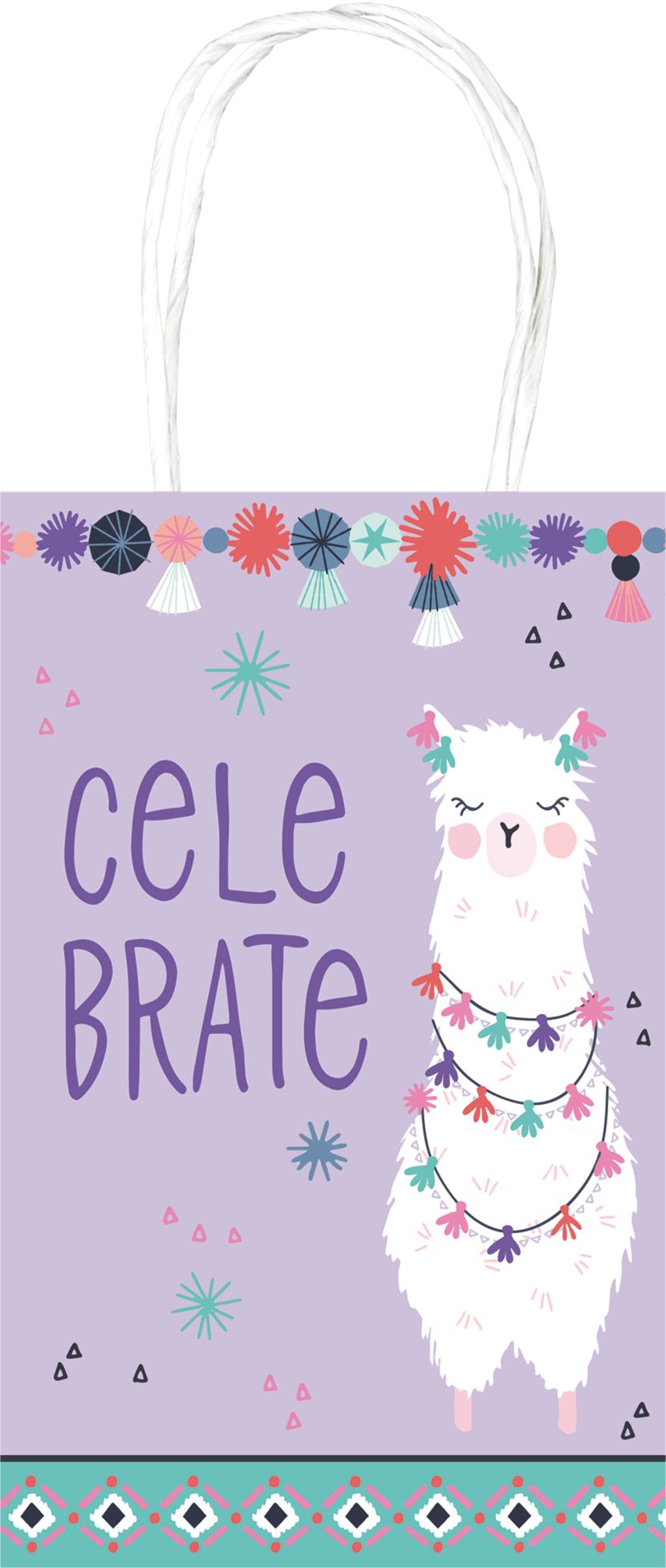 Llama Fun Birthday Party Kraft Favour Bags, 8-pk Front_Flat
