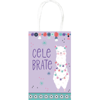 Llama Fun Birthday Party Kraft Favour Bags, 8-pk Front_Flat