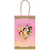 Disney Princess Once Upon A Time Ariel/Belle/Cinderella/Jasmine Rectangle Paper Party Treat Bags, Gold/Blue/Purple, 8-in, 8-pk, for Birthday Party Front_Flat