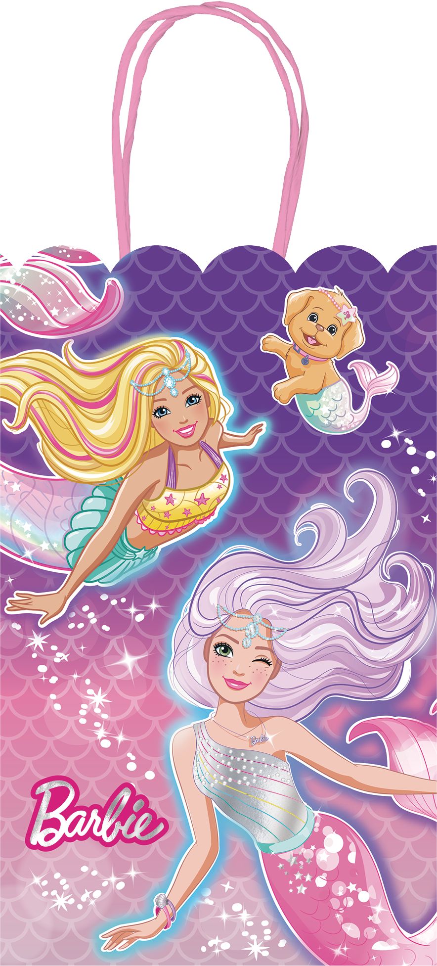 Barbie Mermaid Birthday Party Treat Bags, Purple, 8-pk Front_Flat