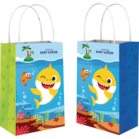 Baby Shark Paper Kraft Gift Bags, Blue/Green, 8.5-in, 8-pk, for Birthday Party Composite_or_Mixed