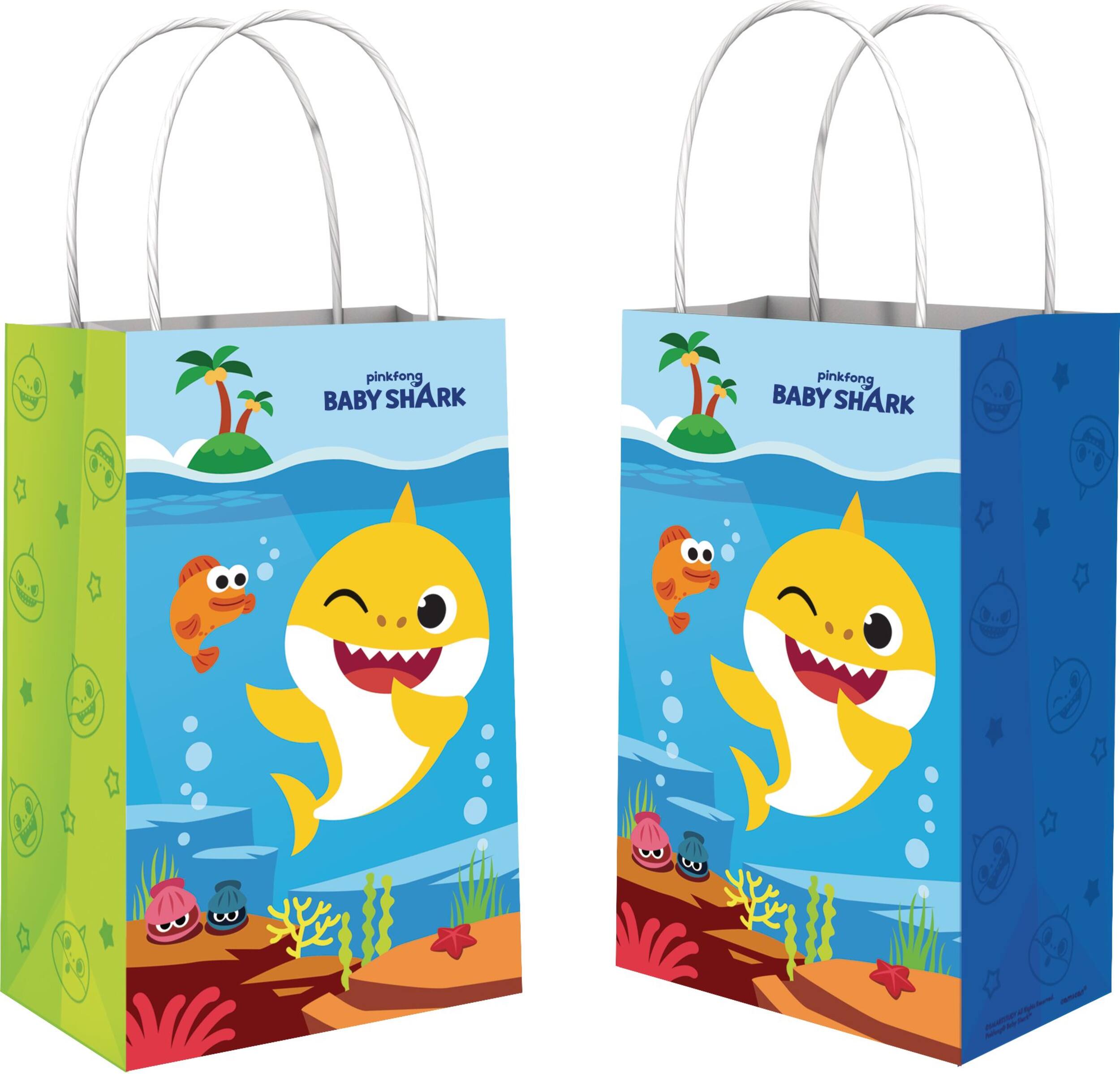 Baby Shark Paper Kraft Gift Bags, Blue/Green, 8.5-in, 8-pk, for Birthday Party Composite_or_Mixed