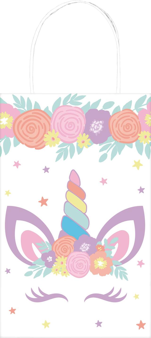 Unicorn Party Birthday Party Kraft Favour Bags, 8-pk Front_Flat