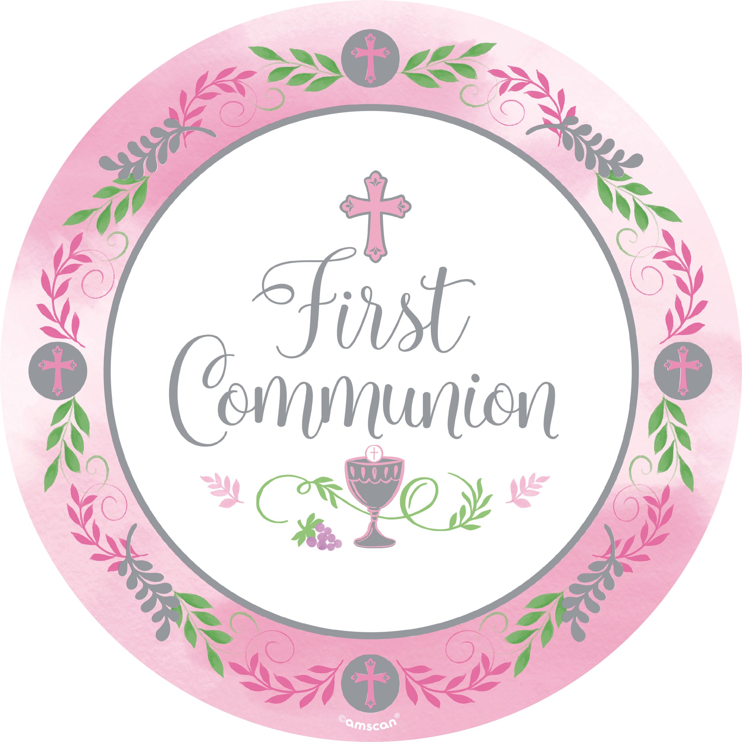 Pink and Silver First Communion Cutouts, 12-pc Front_Flat