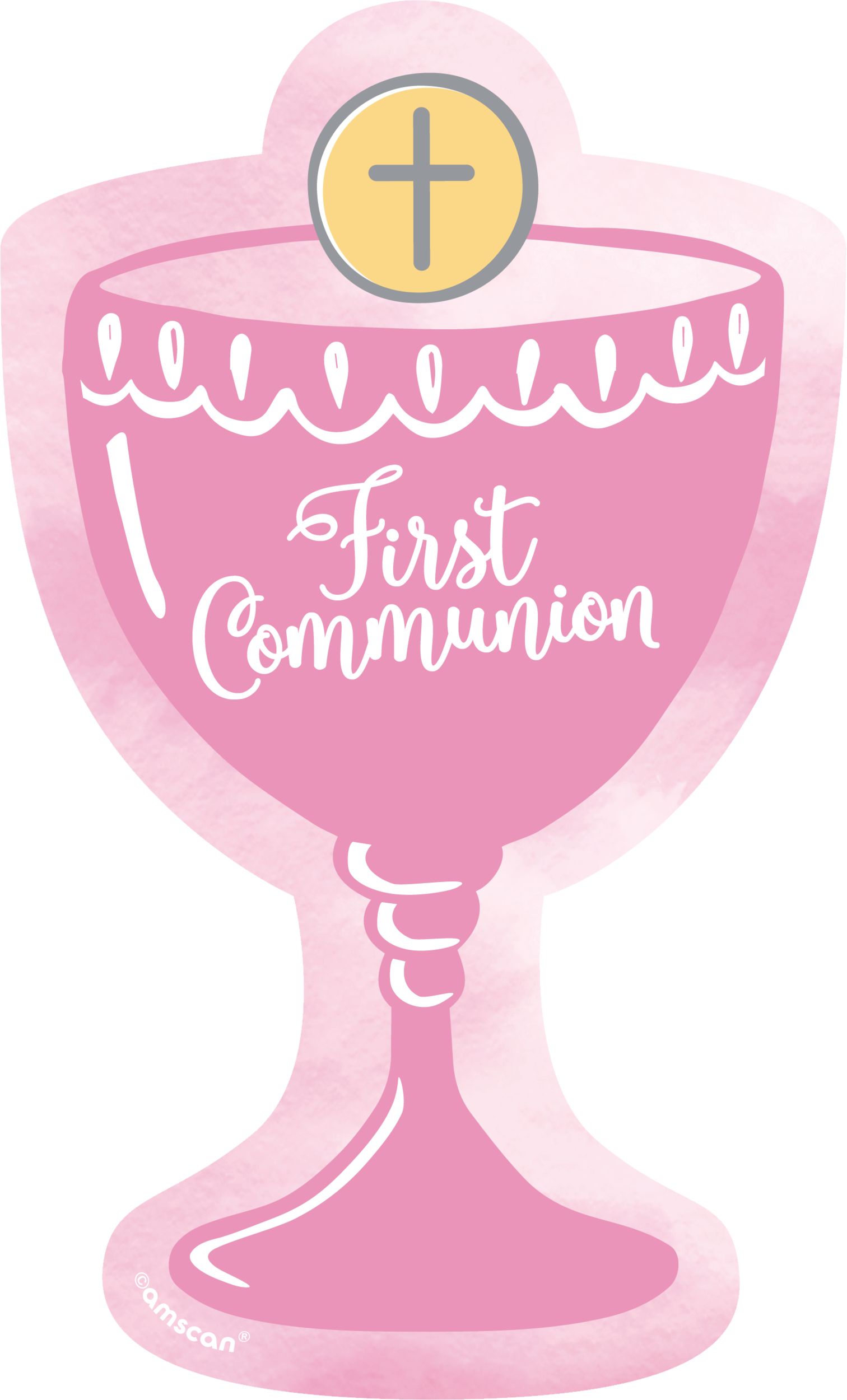 Pink and Silver First Communion Cutouts, 12-pc
