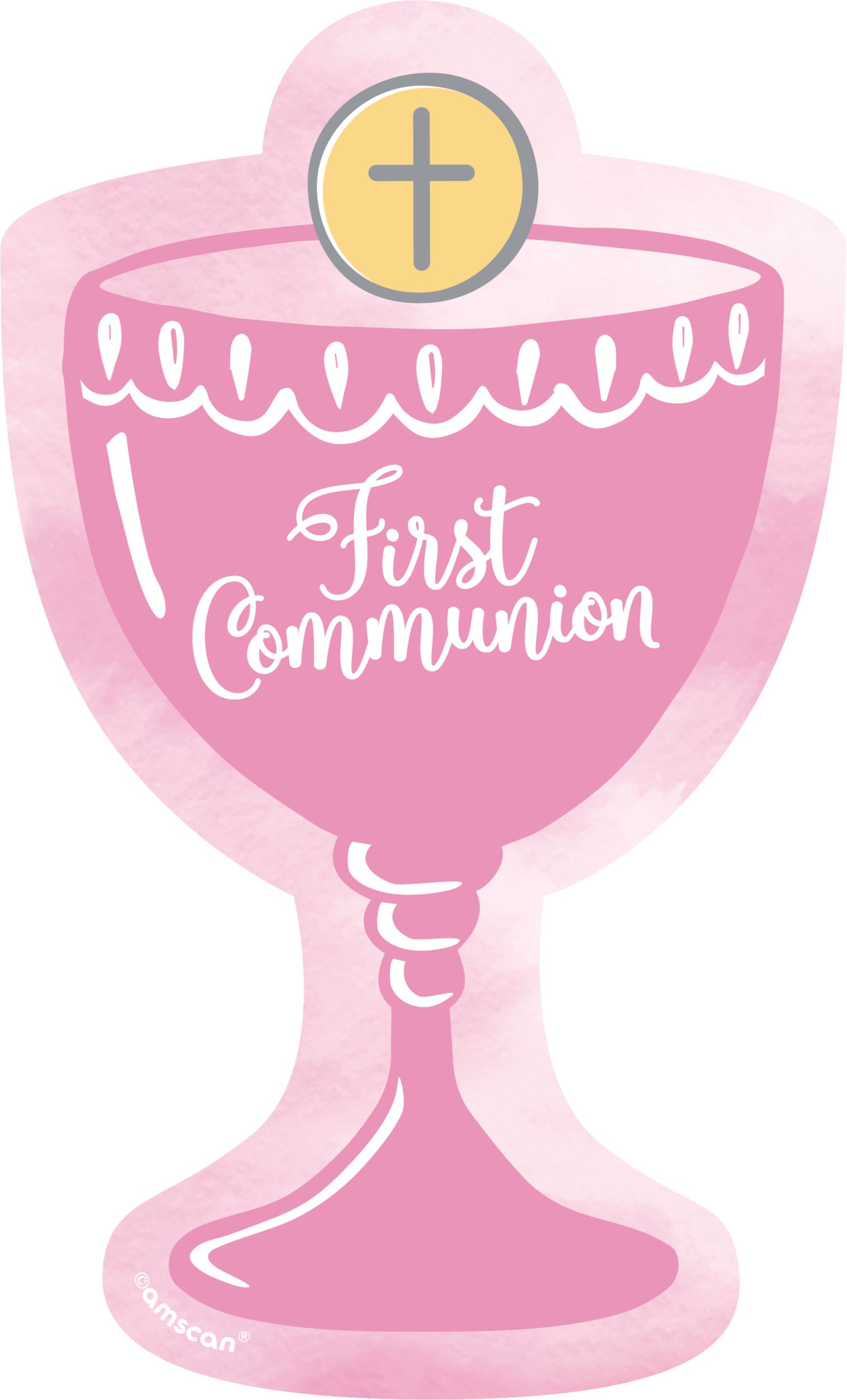 Pink and Silver First Communion Cutouts, 12-pc Front_Flat