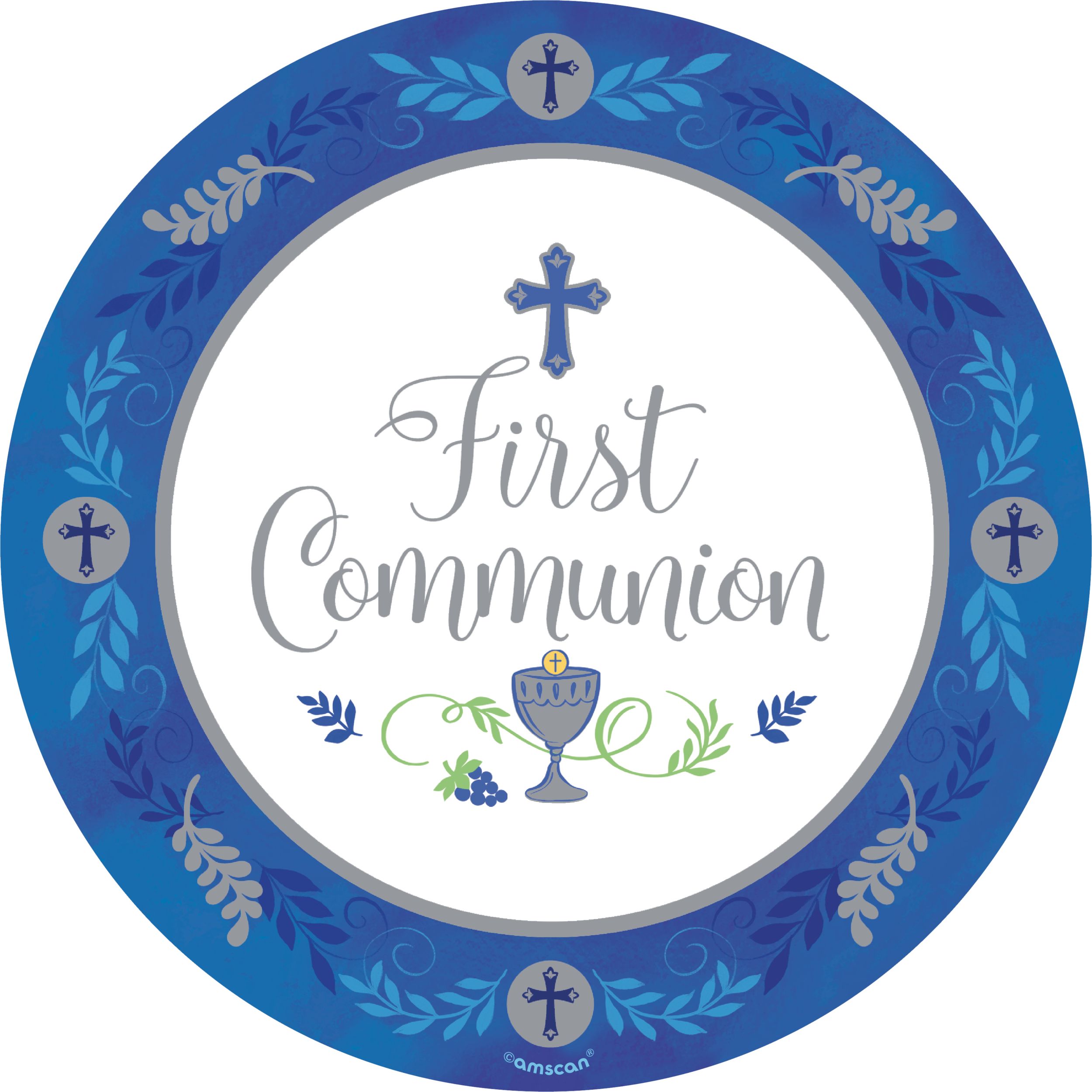 Blue and Silver First Communion Cutouts, 12-pc Front_Flat