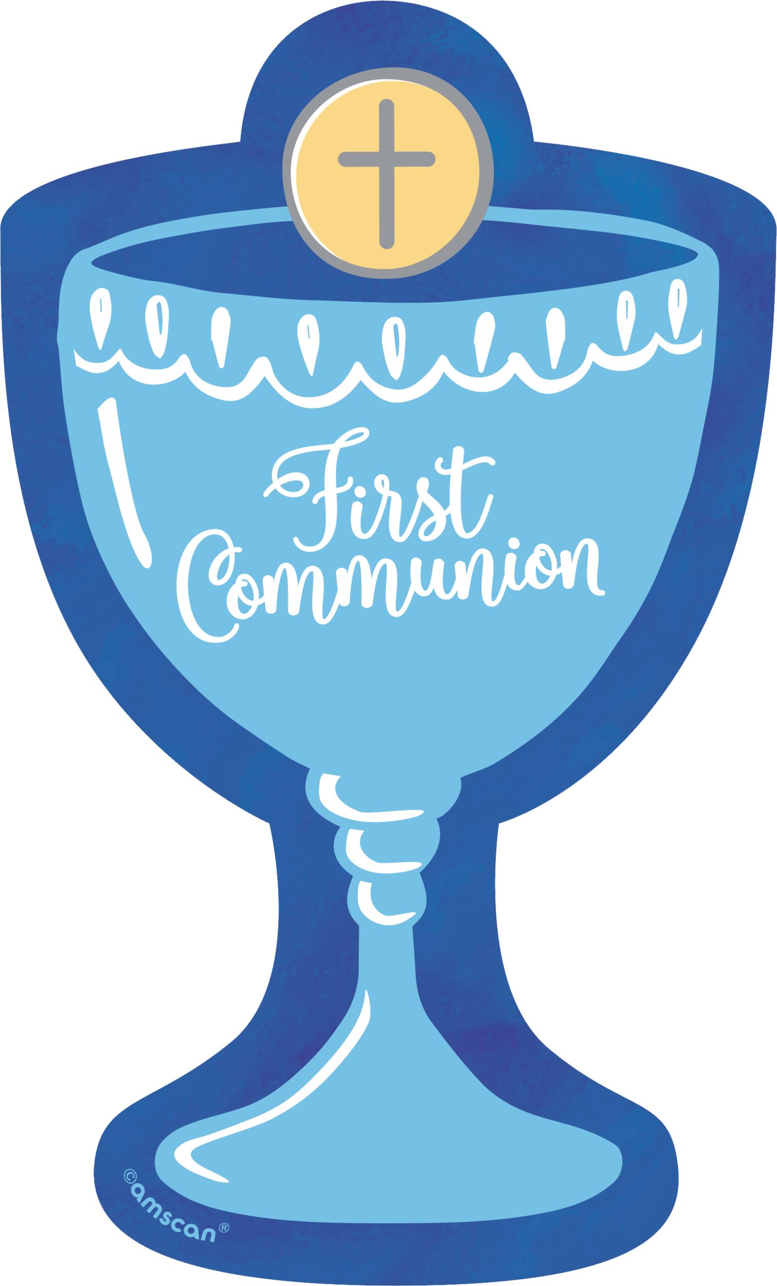 Blue and Silver First Communion Cutouts, 12-pc Front_Flat