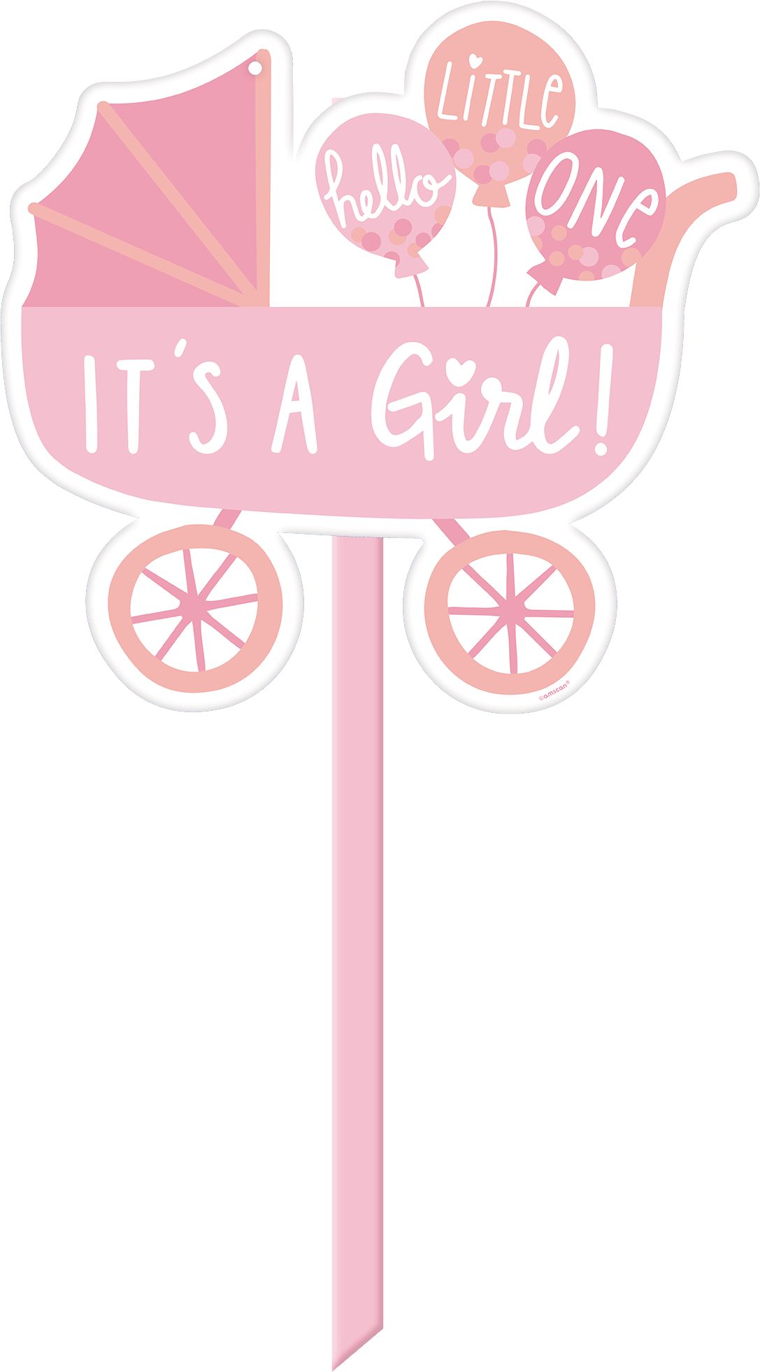 Affiche de pelouse Poussette Fête prénatale, C'est une fille Front_Flat