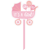 Affiche de pelouse Poussette Fête prénatale, C'est une fille Front_Flat