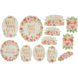 Floral Baby "Sweet Baby Girl" Table & Wall Cutout Decorations, Pink/Green, 7-in, 12-pk, for Baby Shower Front_Flat