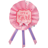 "It's a Girl" Award Ribbon, Pink/Purple, One Size, Wearable Accessory for Baby Shower/Gender Reveal Front_Flat