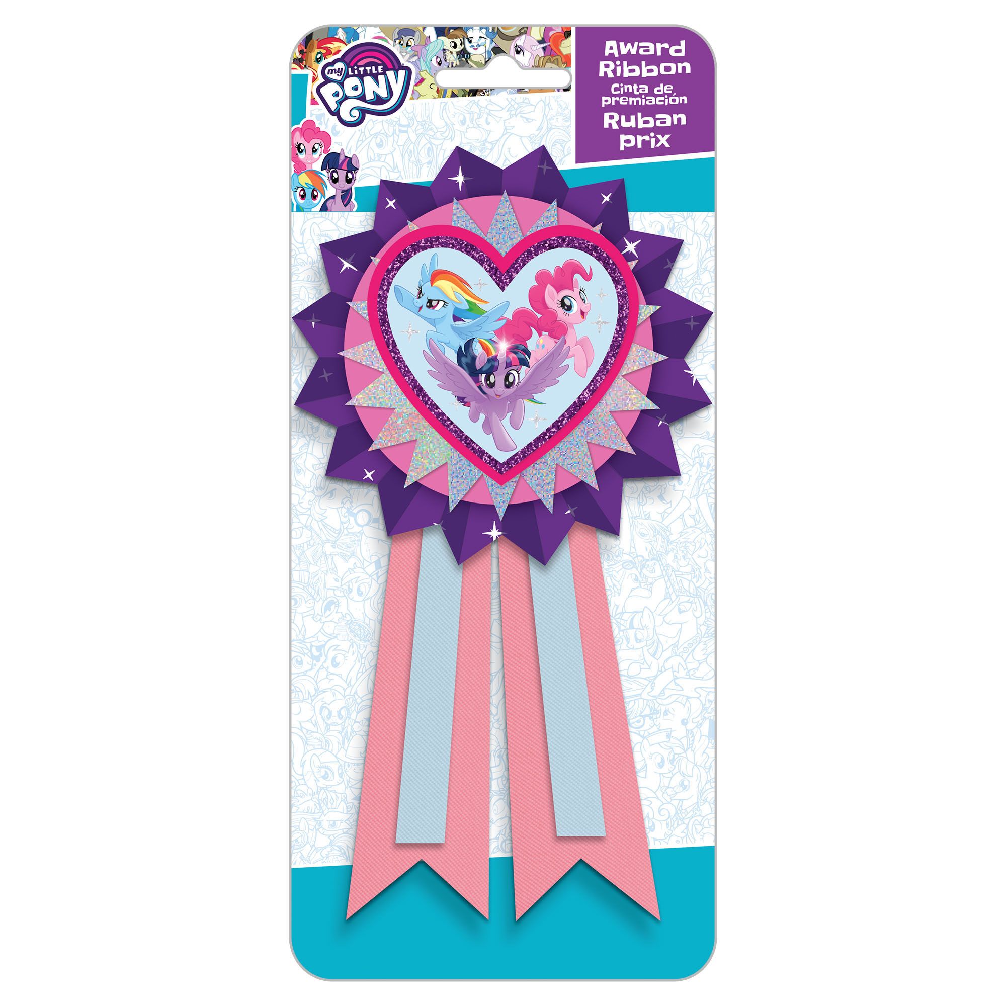 My Little Pony Award Ribbon for Birthday Parties, Pink/Purple, Ages 3+ Front_Flat