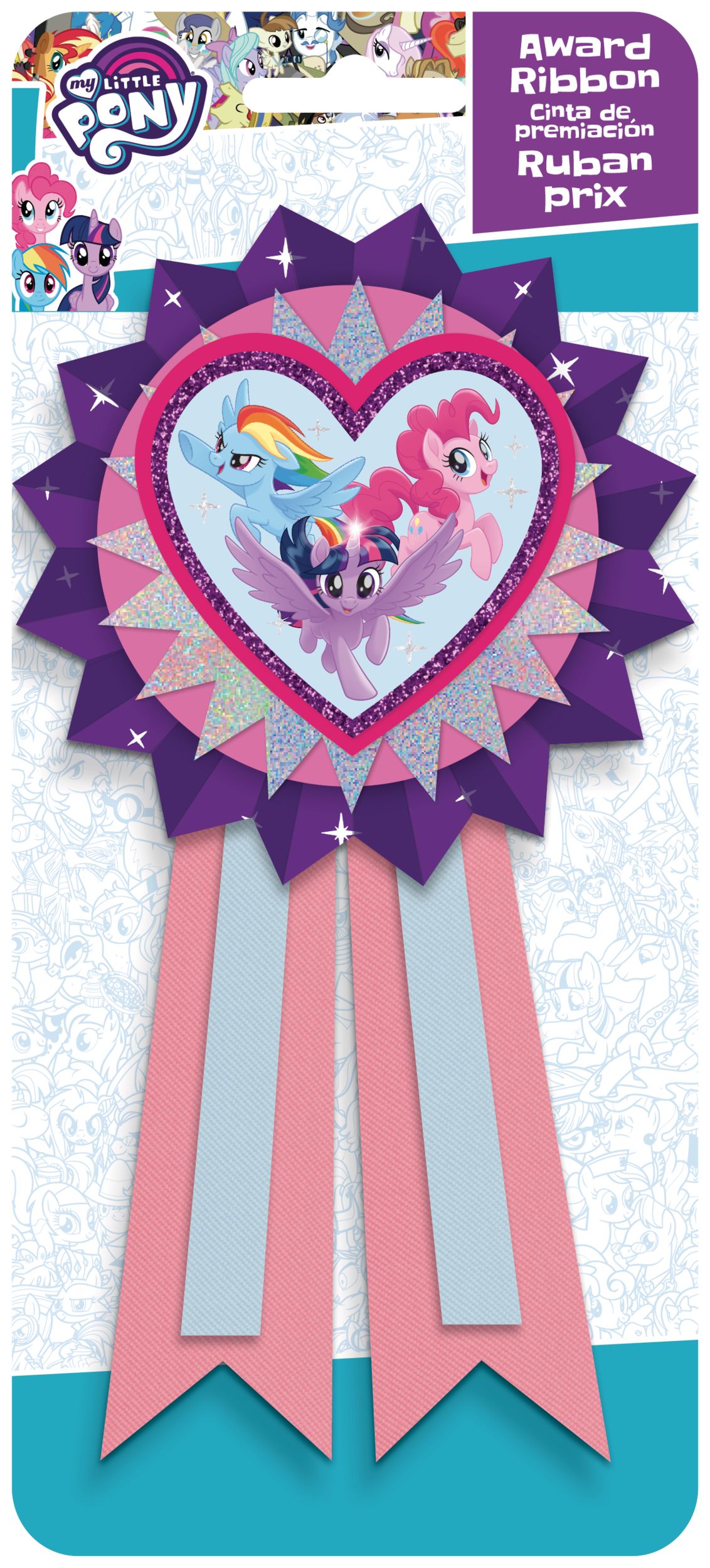 My Little Pony Award Ribbon for Birthday Parties, Pink/Purple, Ages 3+ Front_Flat