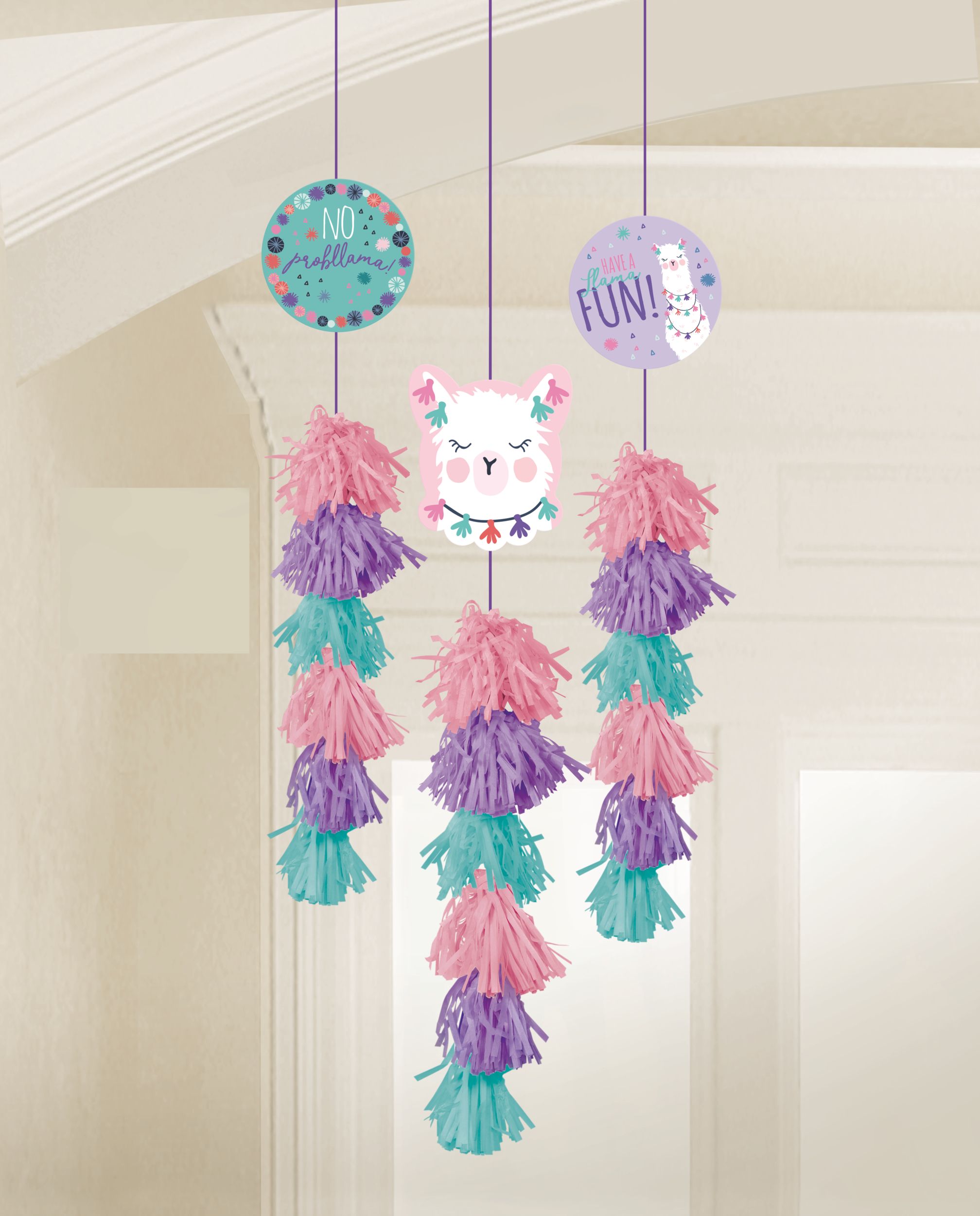Llama Fun Tassel Decorations, 3-pc Overhead_Flat