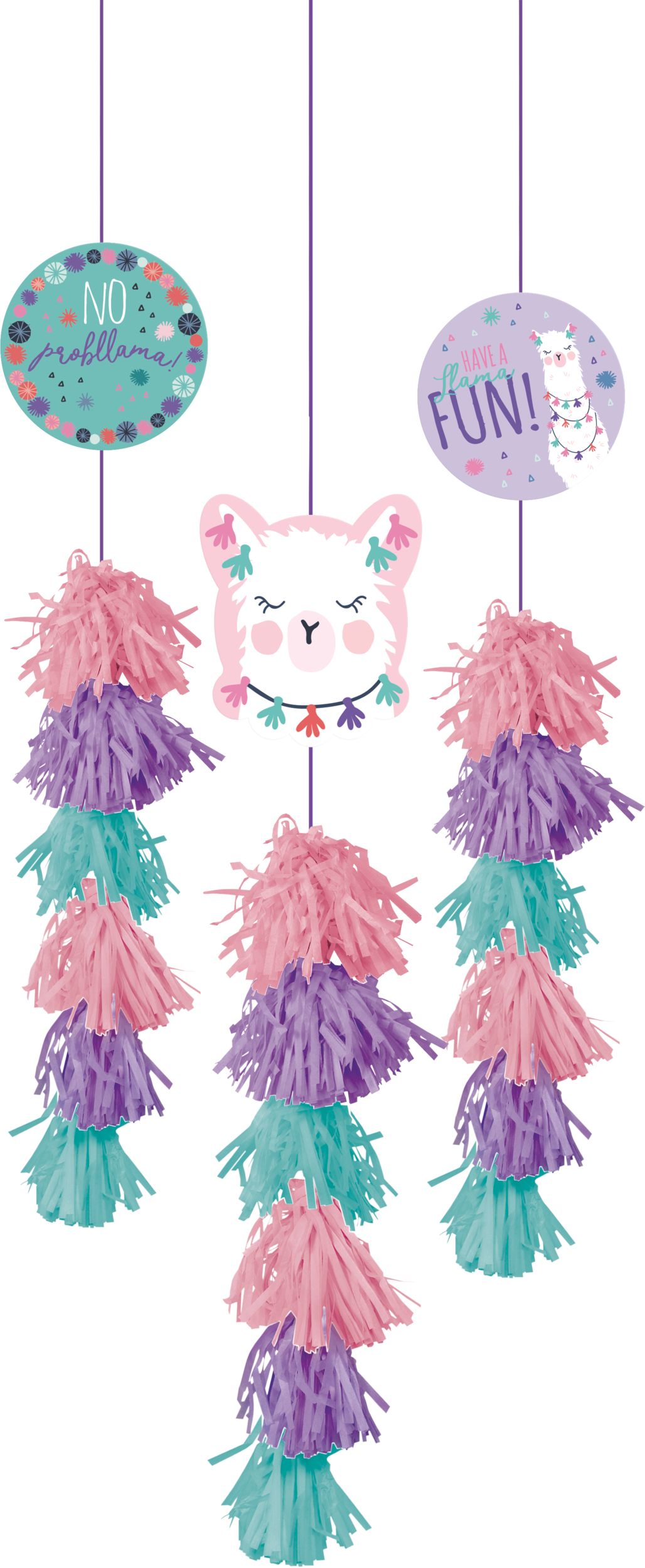 Llama Fun Tassel Decorations, 3-pc Front_Flat