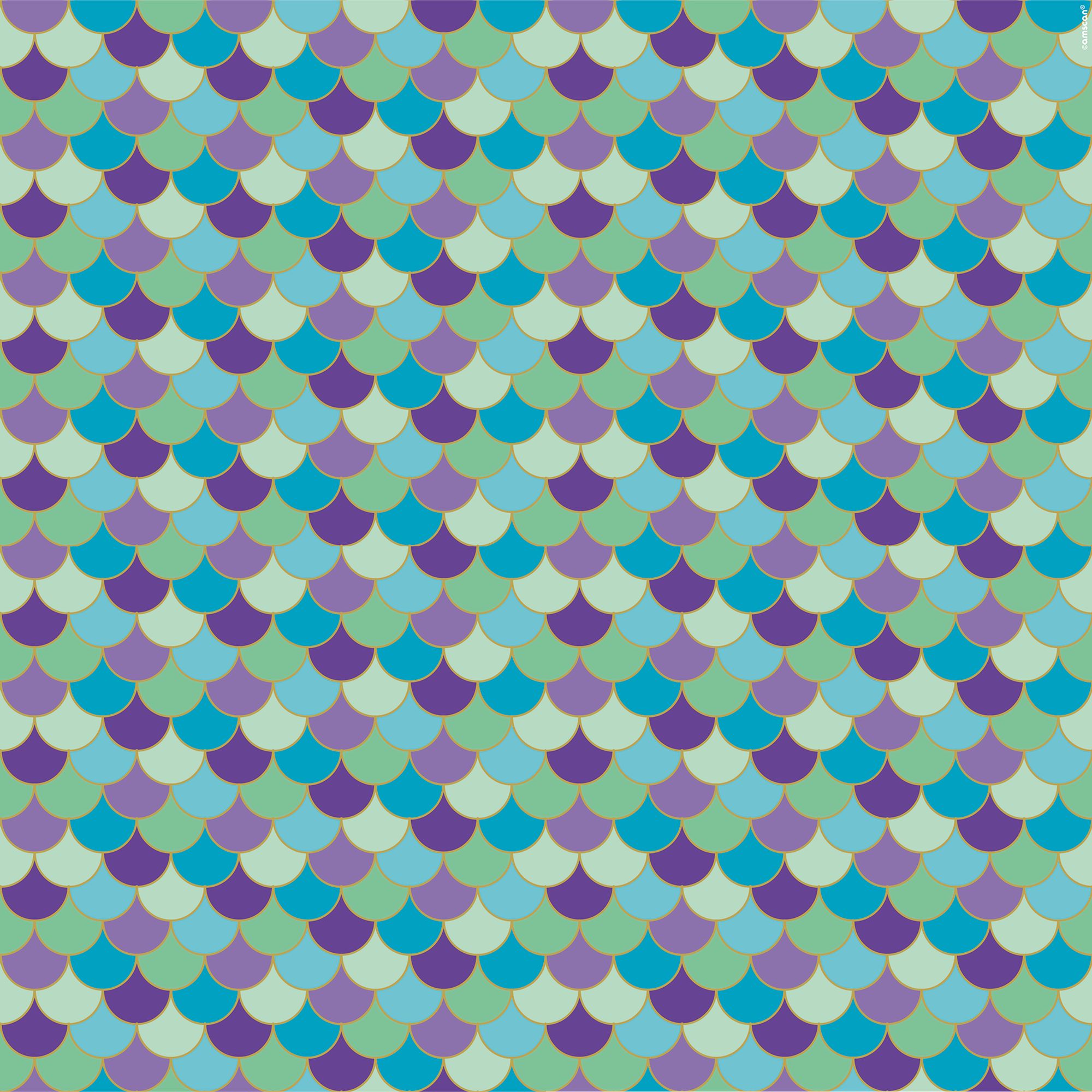 Papier-d'emballage, écailles de sirène, bleu/vert/mauve Overhead_Flat