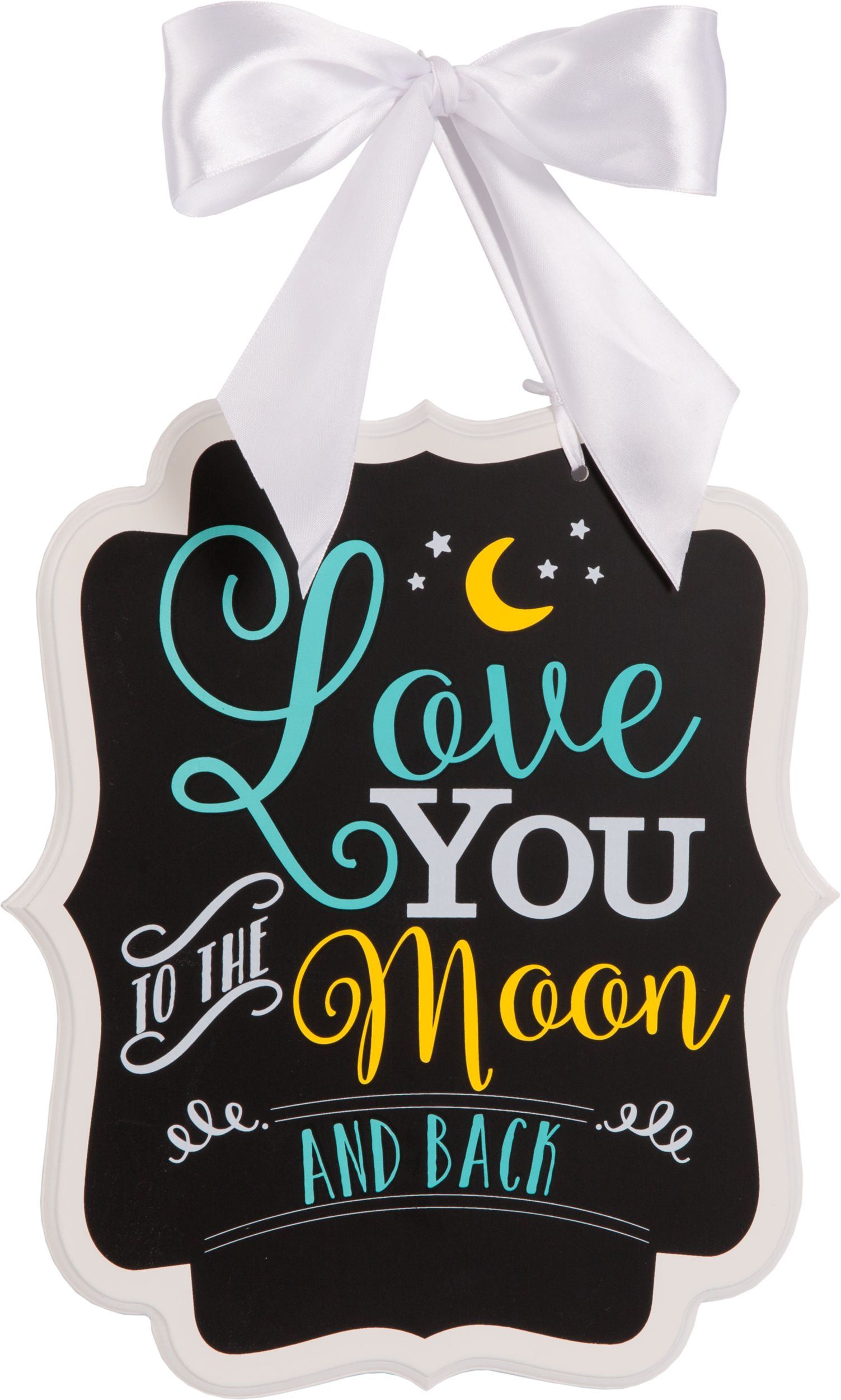 Affiche tableau noir avec lune, fête pour bébé Front_Flat
