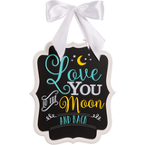 Affiche tableau noir avec lune, fête pour bébé Front_Flat