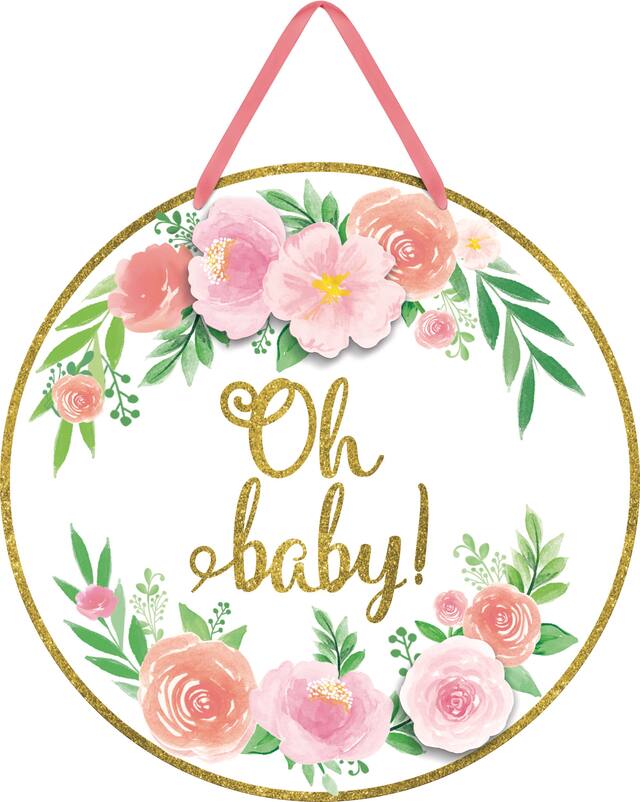 Glitter Floral Oh Baby Sign Front_Flat