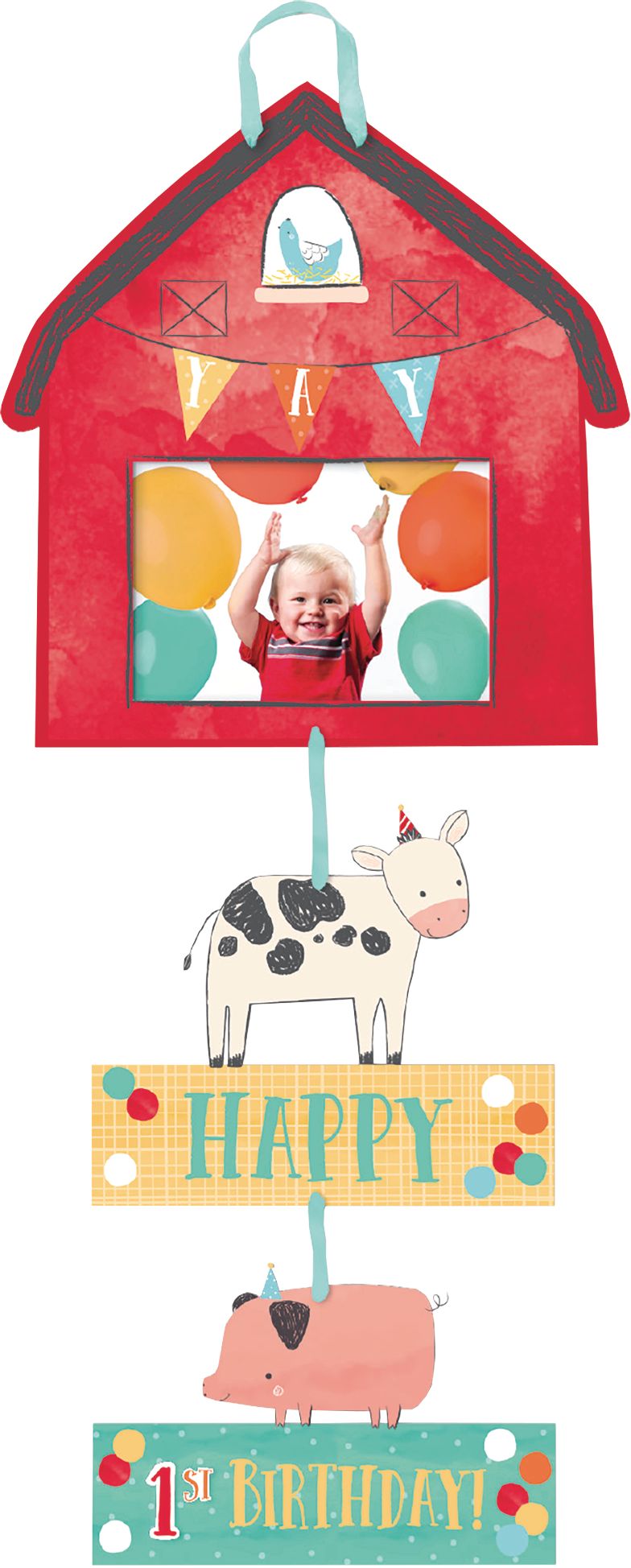 Décoration d'affiche photo pour fête d'anniversaire personnalisable Ferme amicale Front_Flat