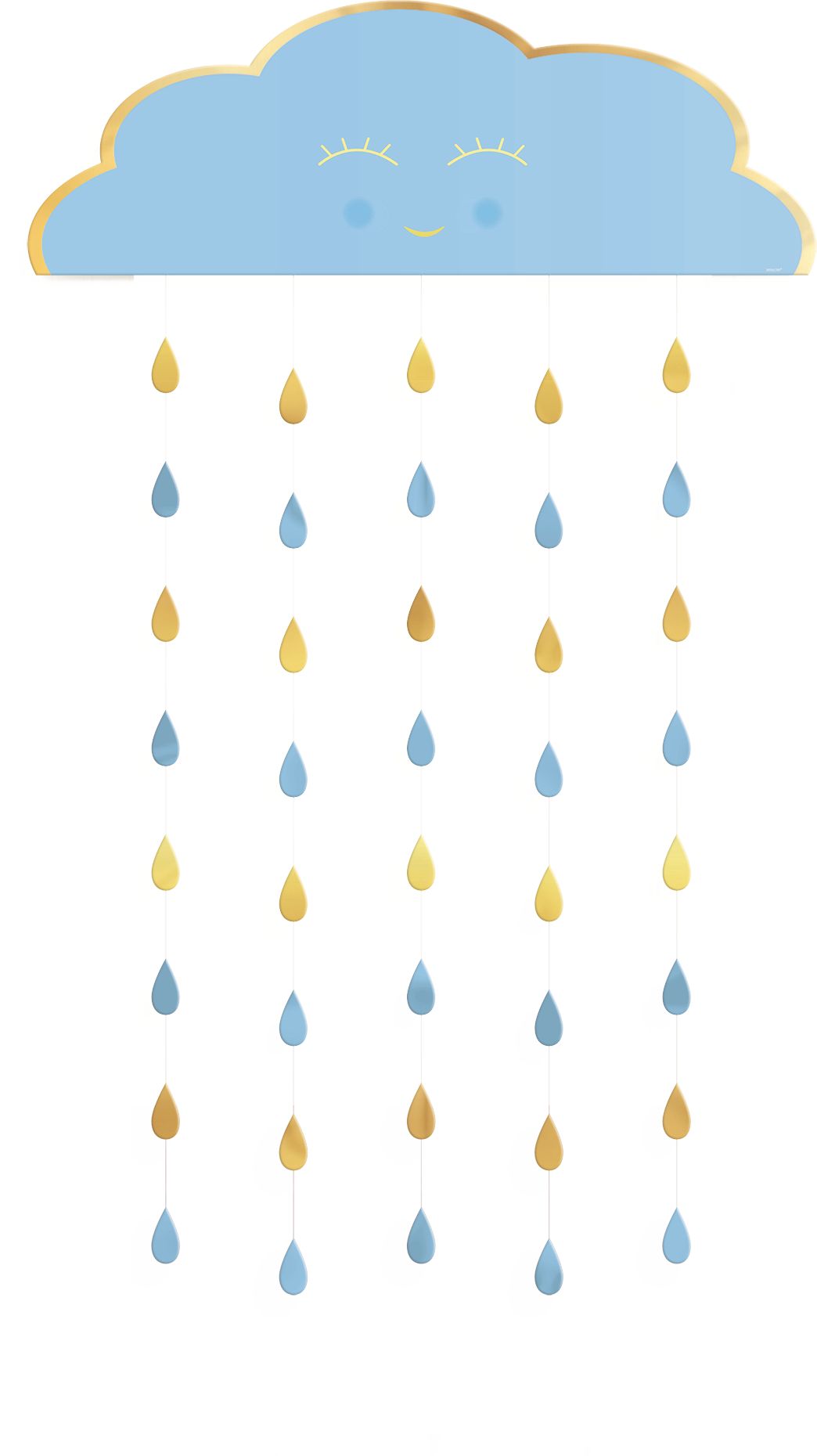 Rideau de porte pour fête prénatale, nuage heureux, bleu Front_Flat