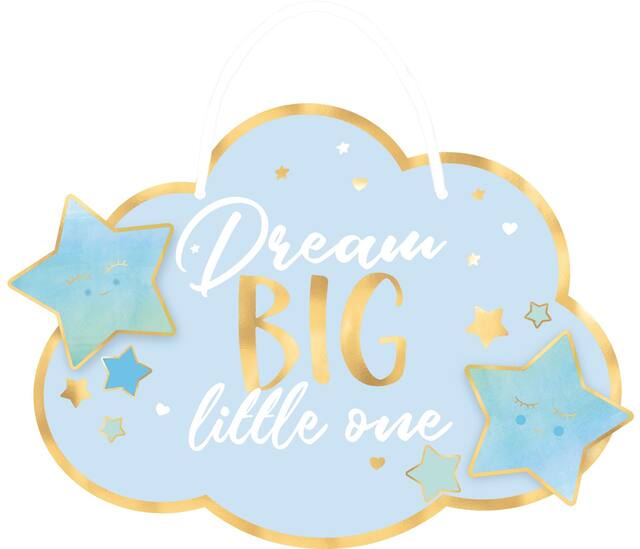 Affiche Dream Big Little One, bleu et or métallique Front_Flat