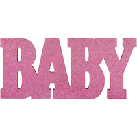 "Baby" Standing Block Sign Table Centerpiece Decoration, Pink, 18-in, for Baby Shower/Gender Reveal Front_Flat