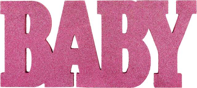 "Baby" Standing Block Sign Table Centerpiece Decoration, Pink, 18-in, for Baby Shower/Gender Reveal Front_Flat
