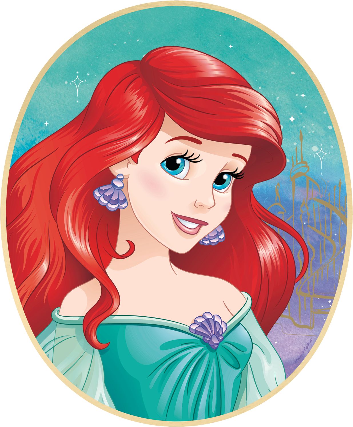 Portrait scintillant pour fête d'anniversaire Princesse Il était une fois Disney, paq. 9 Front_Flat