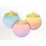 Disney Princess Once Upon A Time Paper Lantern Hanging Decorations, Blue/Pink, 9.5-in, 3-pk, for Birthday Party Front_Flat