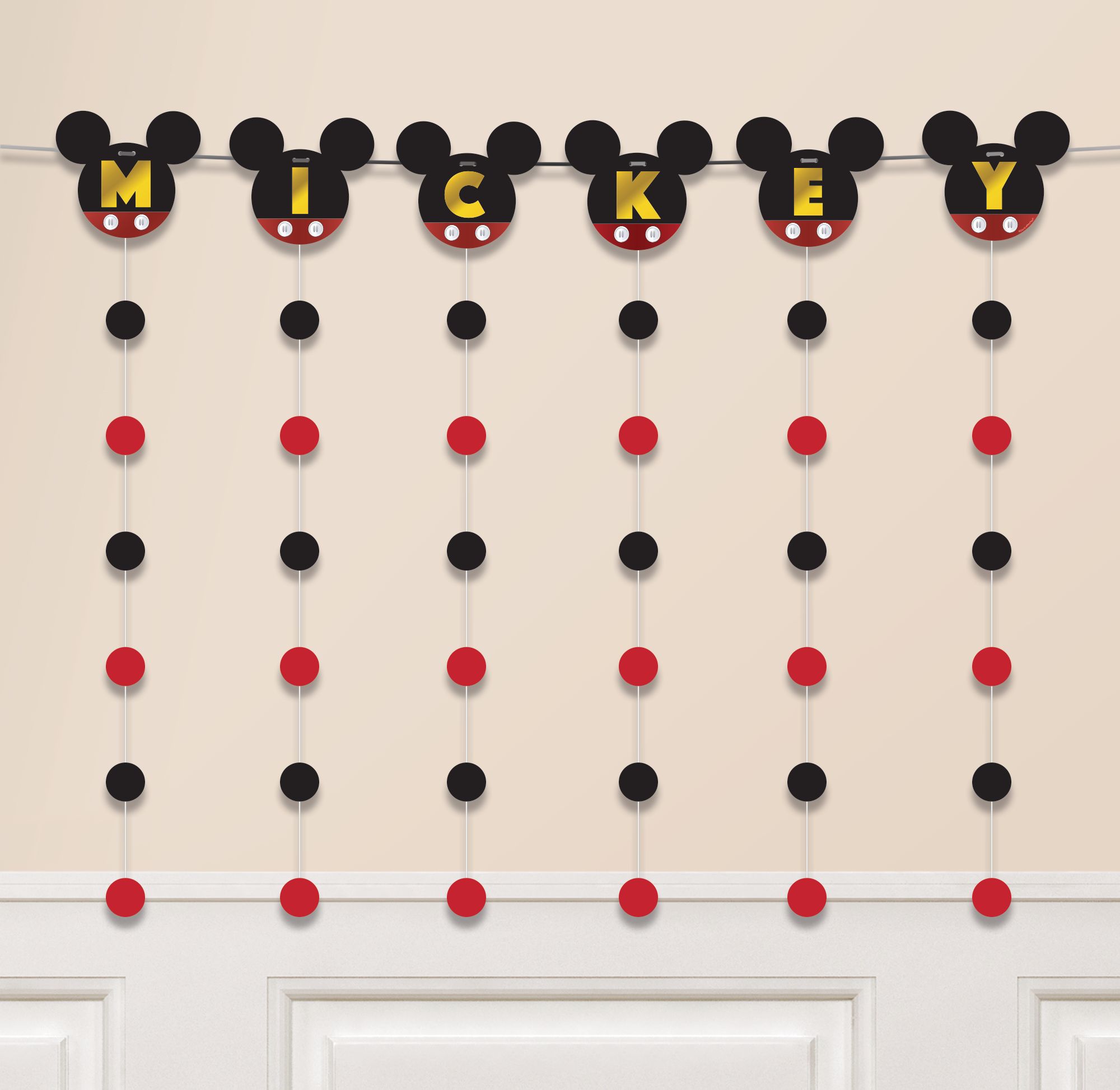 Guirlande de fils pour fête d'anniversaire Mickey Mouse Forever, paq. 7 Front_Flat