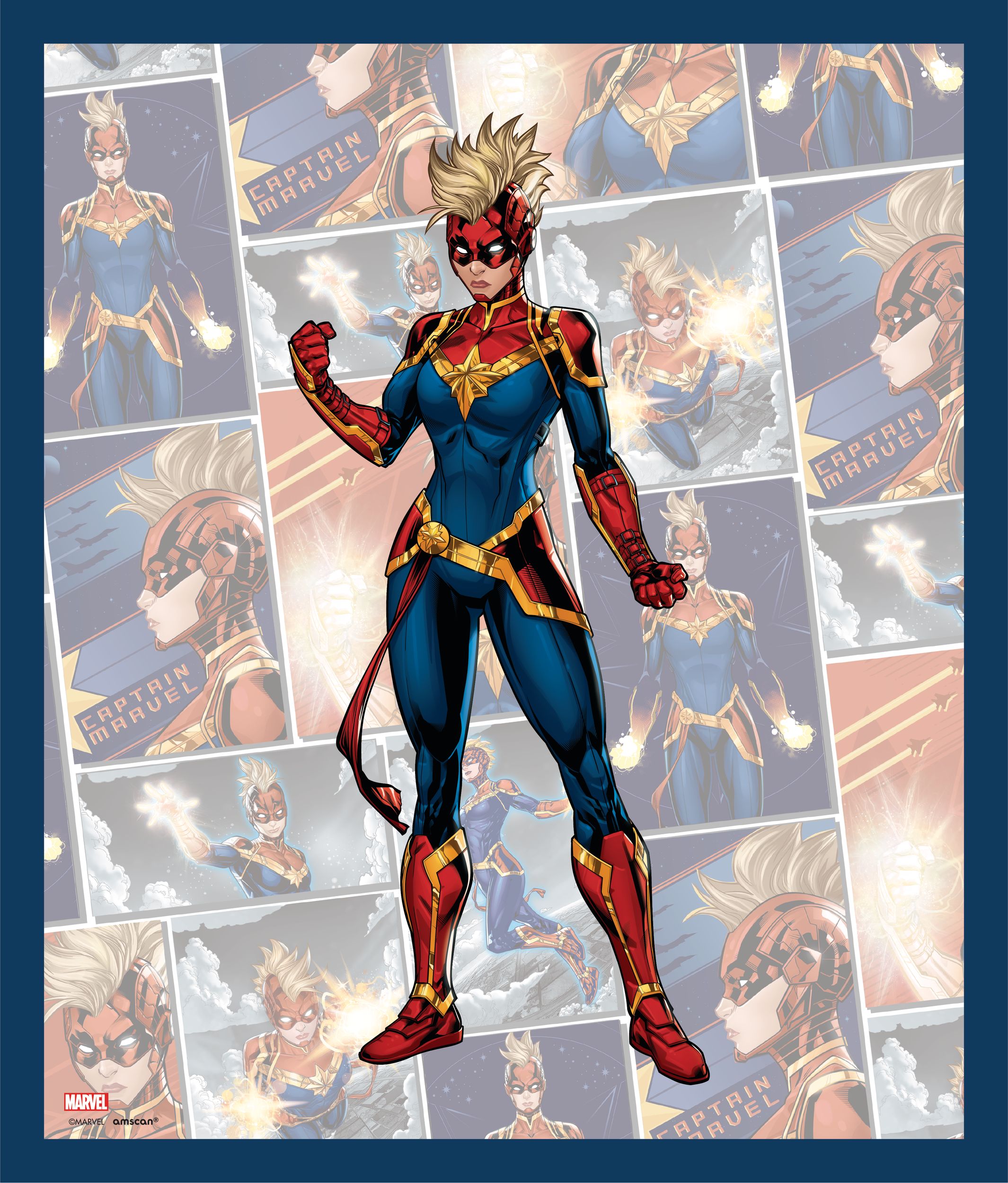 Disney Marvel Avengers Iron Man/Hulk/Black Panther Paper Scene Setter Background Decoration Red/Blue, 15-in, 10-pk, for Birthday Party Front_Flat