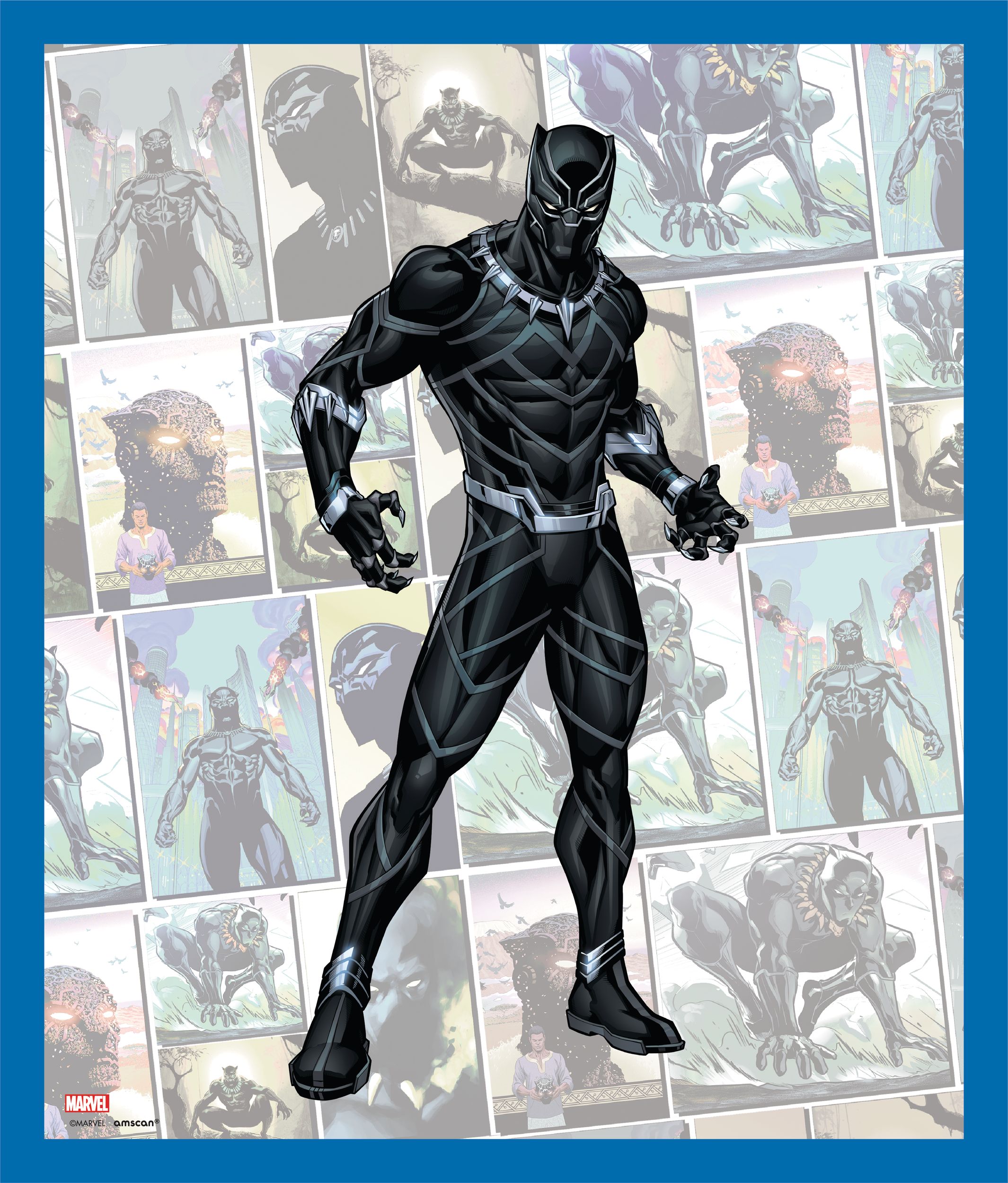 Disney Marvel Avengers Iron Man/Hulk/Black Panther Paper Scene Setter Background Decoration Red/Blue, 15-in, 10-pk, for Birthday Party Front_Flat