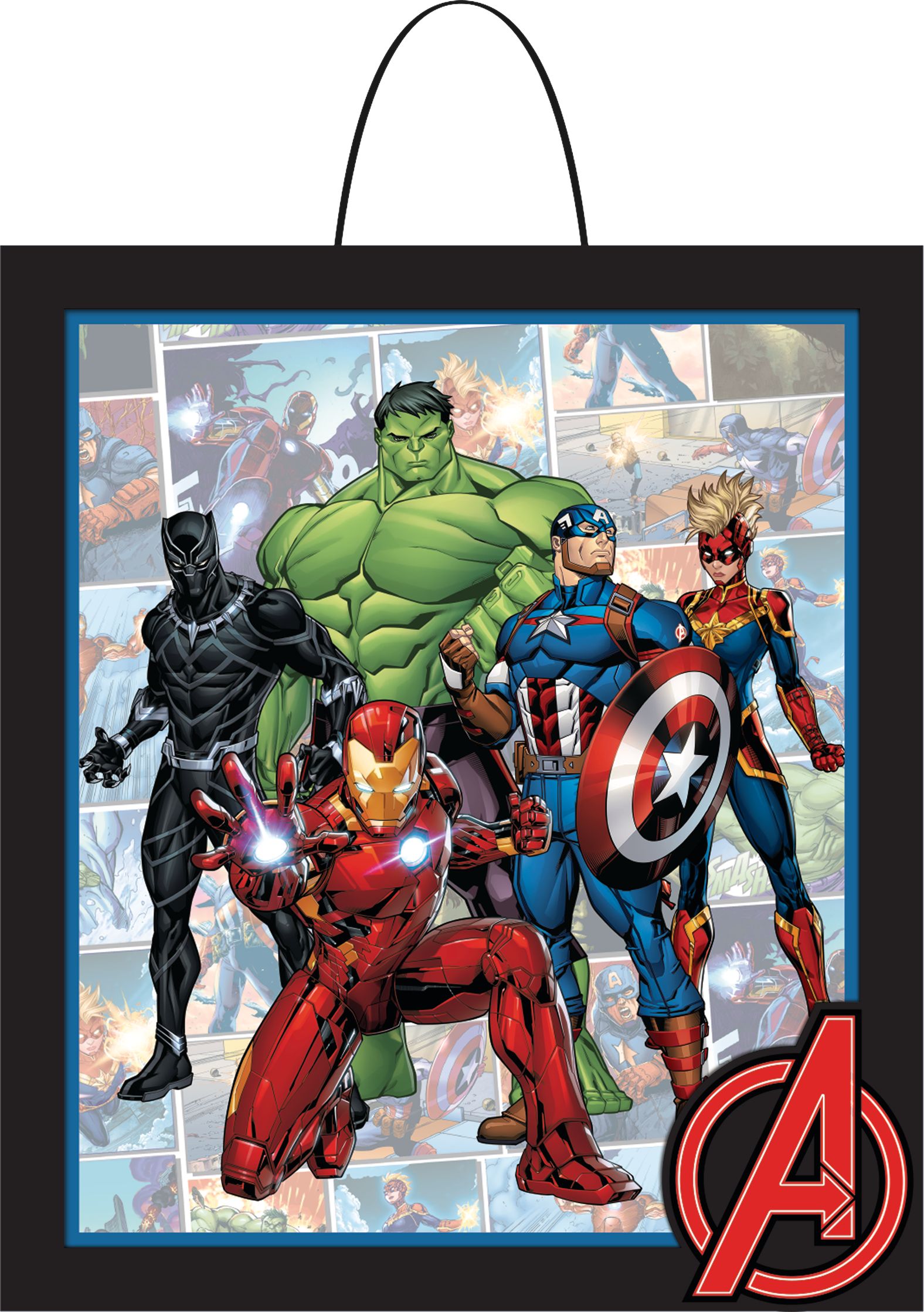 Disney Marvel Avengers Iron Man/Hulk/Black Panther Paper Scene Setter Background Decoration Red/Blue, 15-in, 10-pk, for Birthday Party Front_Flat