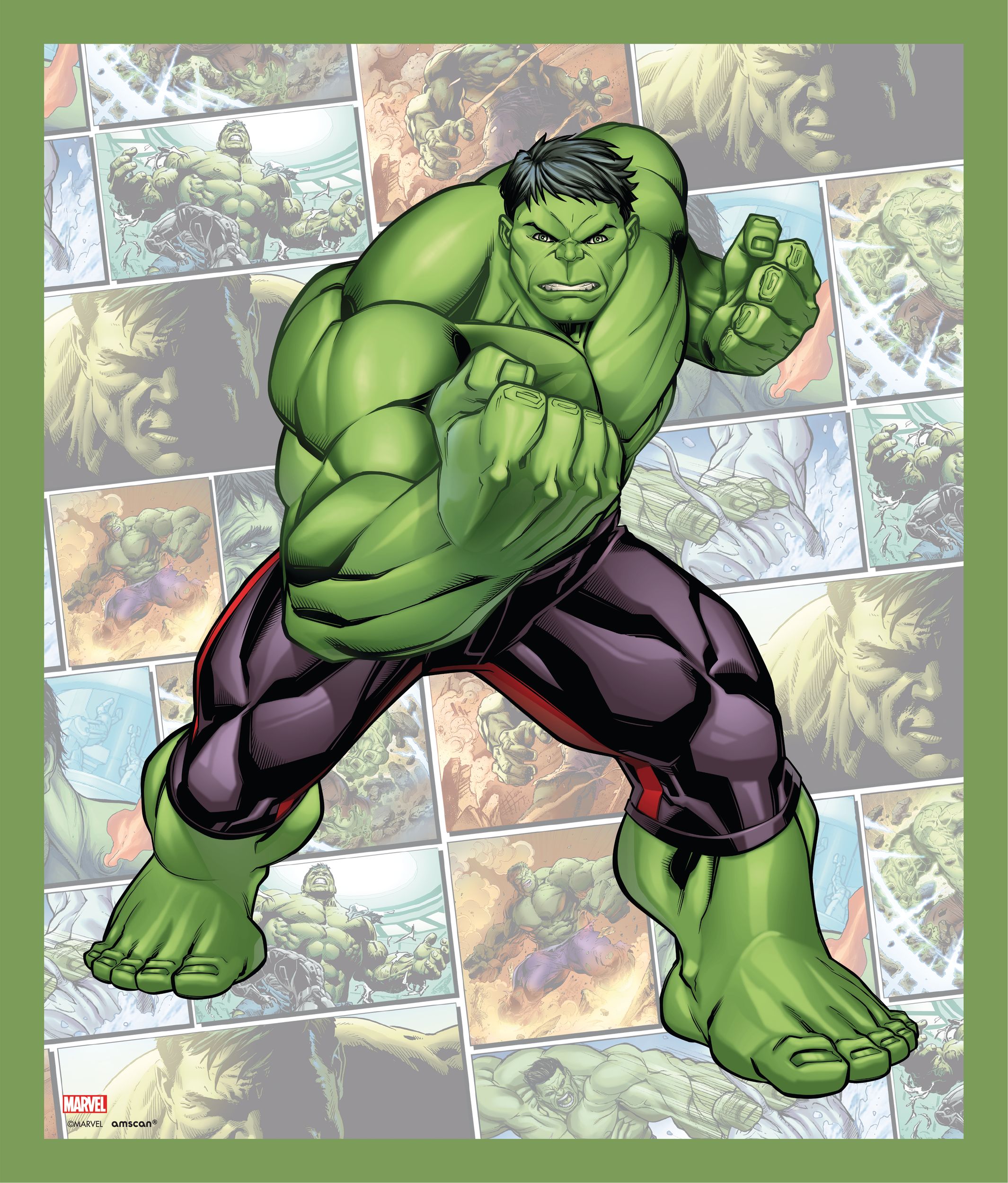 Disney Marvel Avengers Iron Man/Hulk/Black Panther Paper Scene Setter Background Decoration Red/Blue, 15-in, 10-pk, for Birthday Party Front_Flat