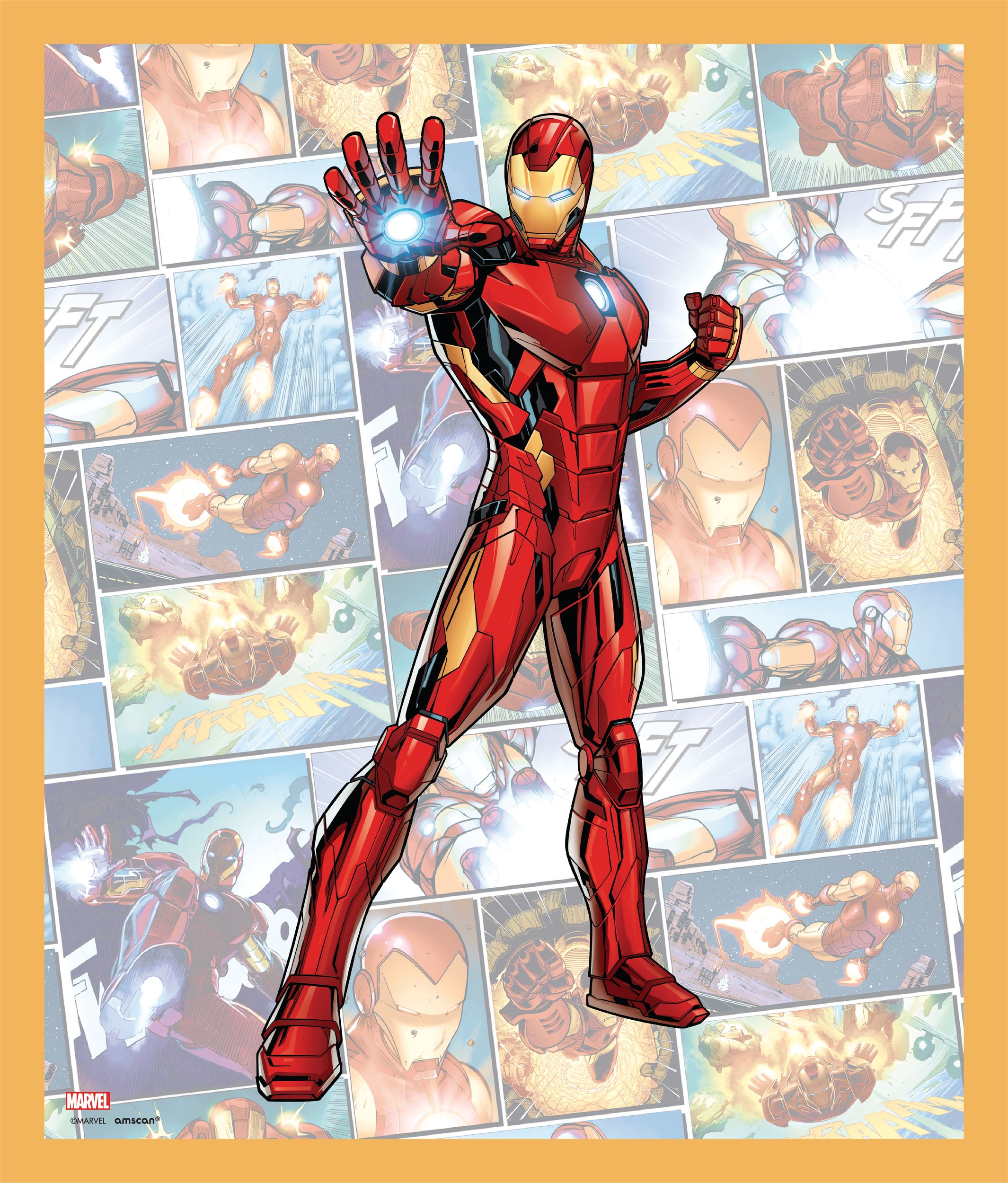 Disney Marvel Avengers Iron Man/Hulk/Black Panther Paper Scene Setter Background Decoration Red/Blue, 15-in, 10-pk, for Birthday Party Front_Flat