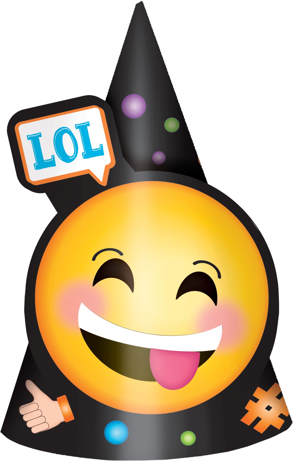 Smiley Party Birthday Hats, 8-pk, Ages 3+ Front_Flat