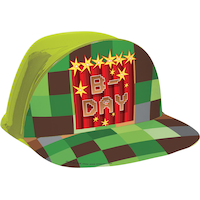 Pixelated Video Game Birthday Party Hat, One Size, Ages 3+ Front_Angled_Right