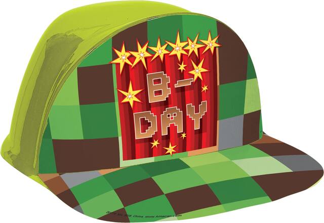 Pixelated Video Game Birthday Party Hat, One Size, Ages 3+ Front_Angled_Right