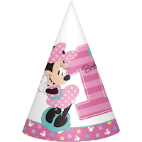 Minnie Mouse 1st Birthday Party Hats, 8-pk Front_Flat