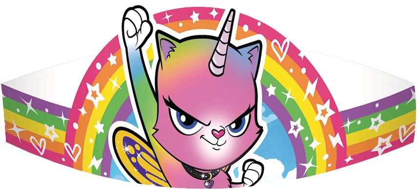 Rainbow Butterfly Unicorn Kitty Crowns for Birthday Parties, 8-pk Front_Elevated