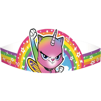 Couronnes Arc-en-ciel Papillon Licorne Chaton pour fête d'anniversaire, paq. 8 Front_Elevated