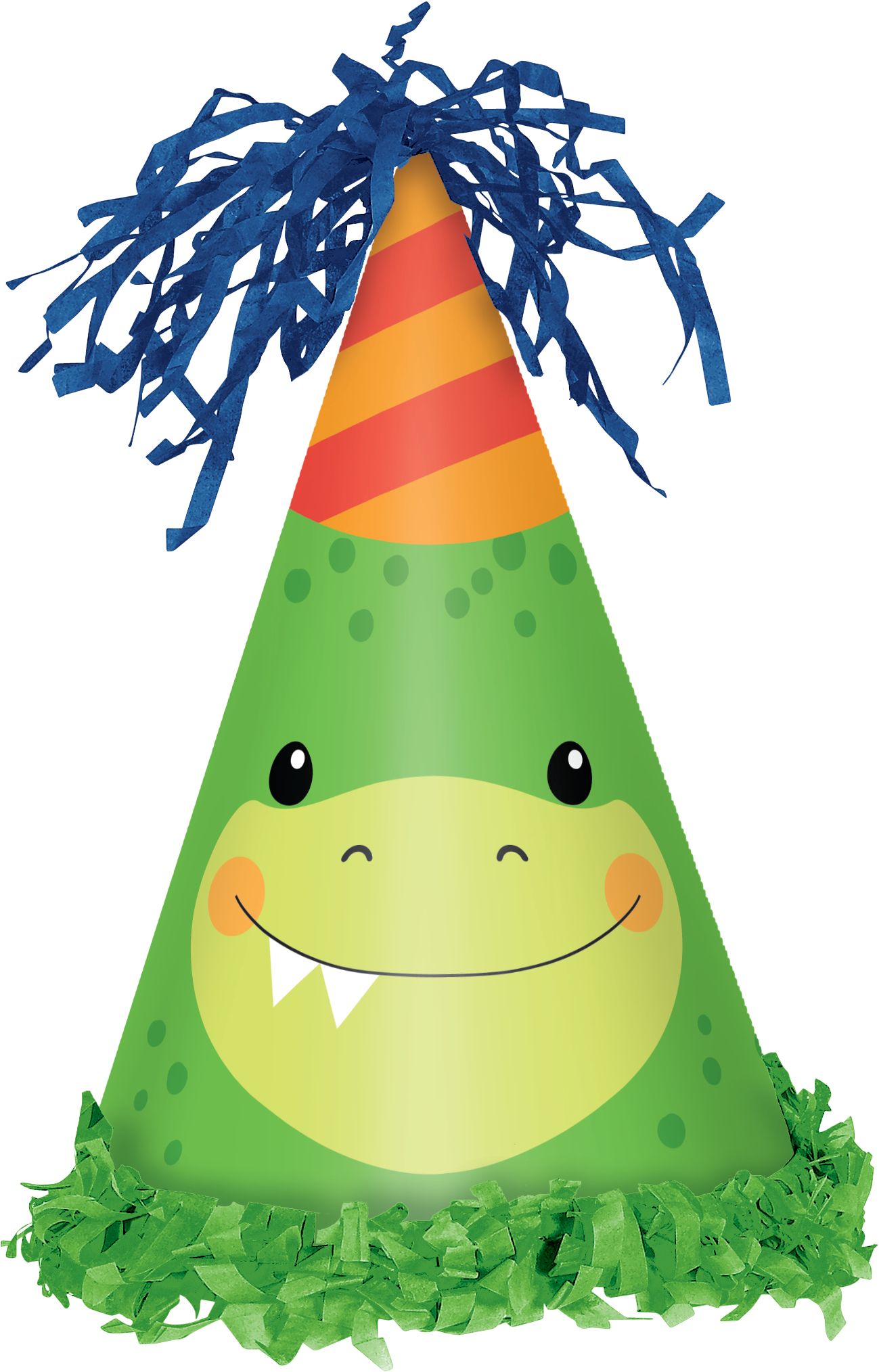 Dino-Mite Dinosaur Birthday Party Hat, Green, One Size Front_Flat